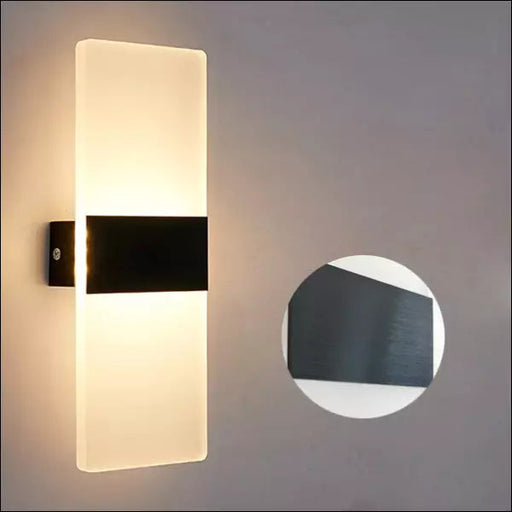 Acrylic Rectangle LED Wall Lamp - Black / Warm light -