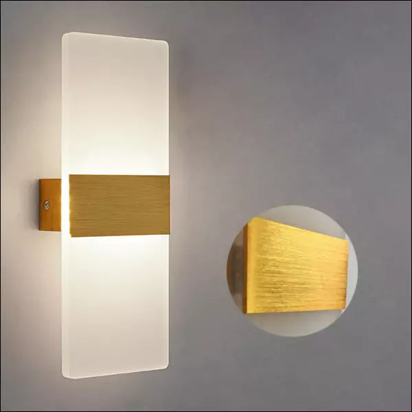 Acrylic Rectangle LED Wall Lamp - Gold / White light -