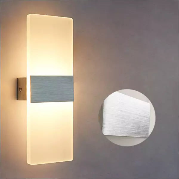 Acrylic Rectangle LED Wall Lamp - Silver / Warm light -