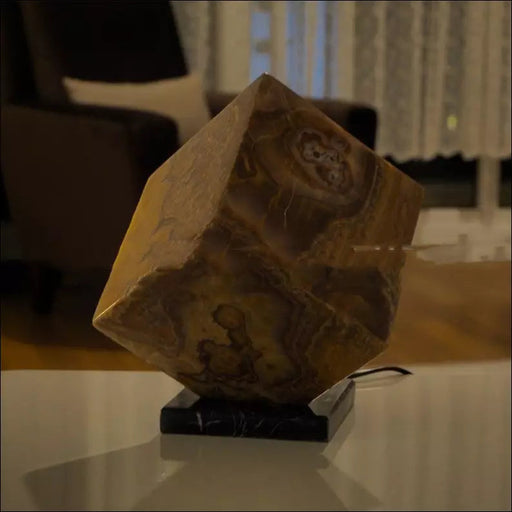 Agate Marble Cube Magma Lamp - Brown / USB - Decorative