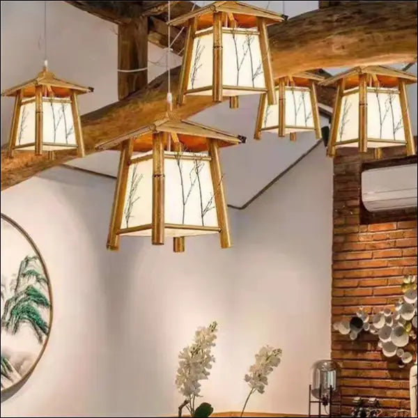 Bamboo and rattan chandelier - decorative piece