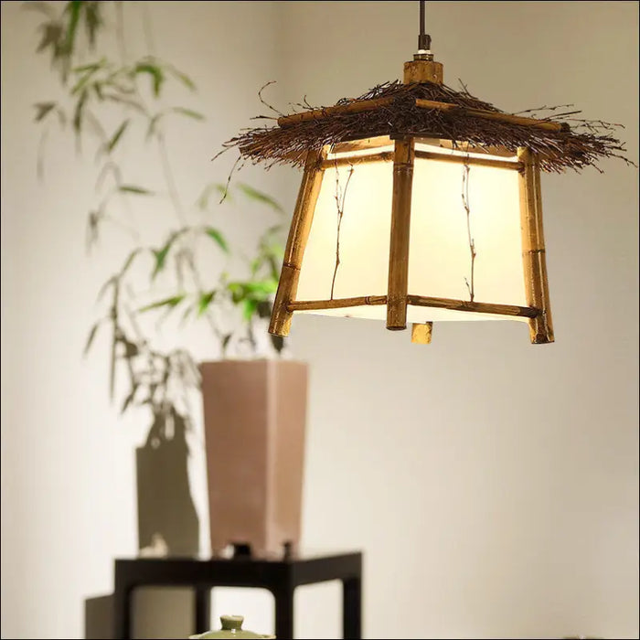 Bamboo and rattan chandelier - decorative piece