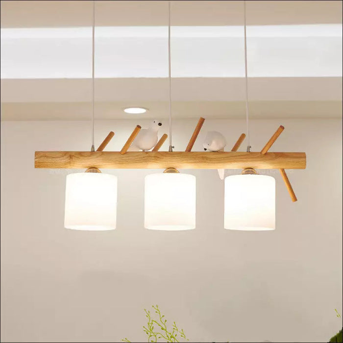 Led Bird Chandelier Japanese Log Lighting - Decorative Piece