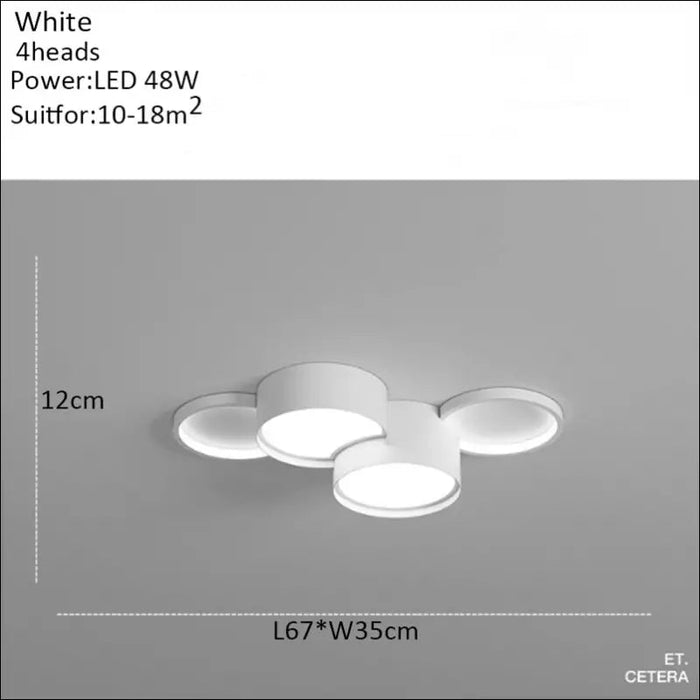 Circle Head LED Ceiling Lamp - 4heads / White light -