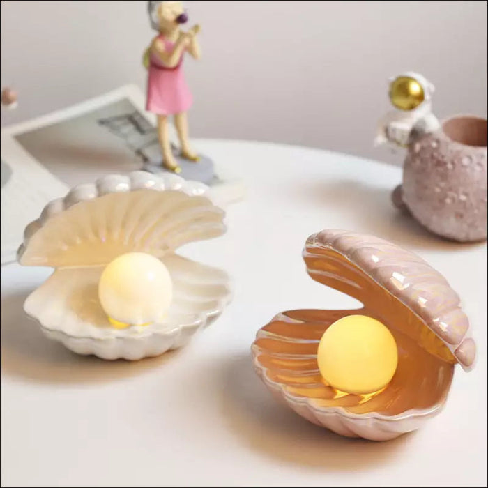 Clam Shell With Pearl Light Bedroom Lamp - Decorative Piece
