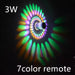 LED Colorful Spiral Wall Lamp - 7color remote / 3W -