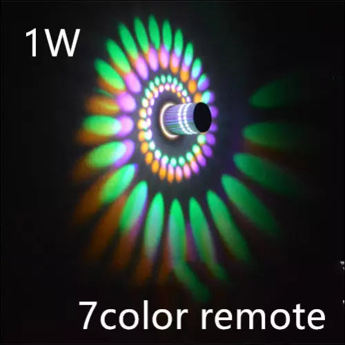 LED Colorful Spiral Wall Lamp - 7color remote / 1W -