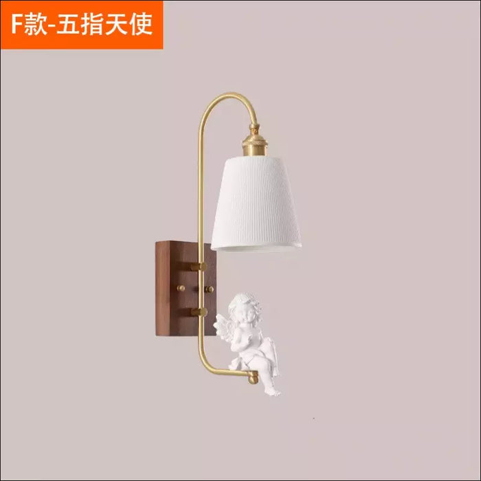 Copper Walnut Angel Resin Led Wall Lamp - LED Bulb / E Style