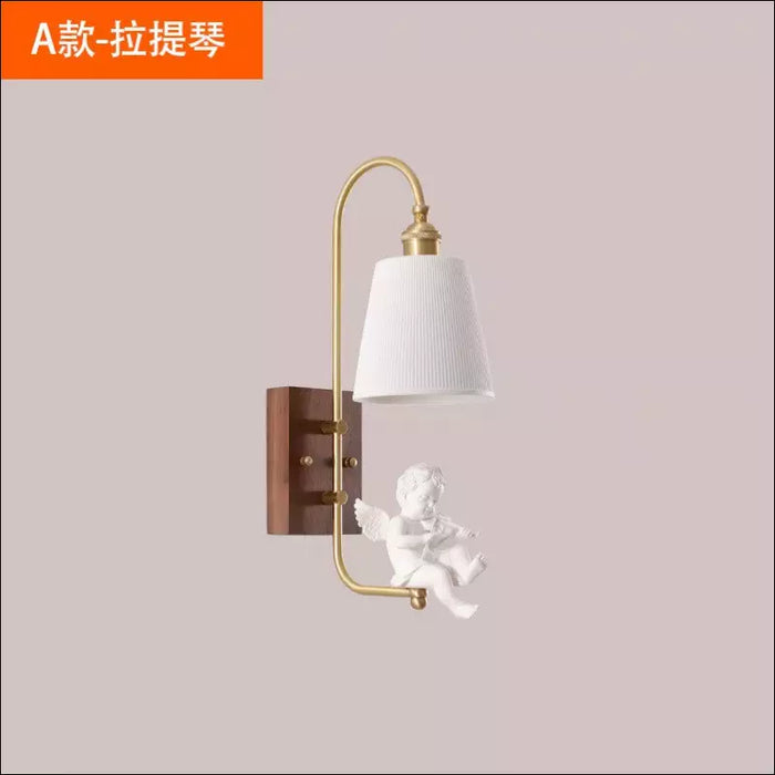 Copper Walnut Angel Resin Led Wall Lamp - LED Bulb / G Style