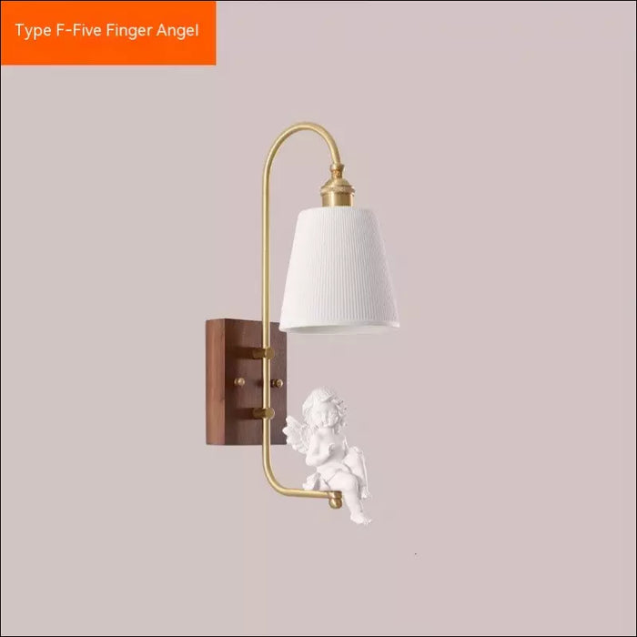 Copper Walnut Angel Resin Led Wall Lamp - decorative piece