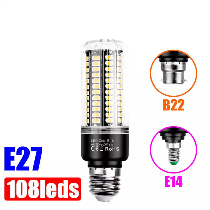 E27 Corn Light LED Bulb - 9W 108beads / E14 pure white -