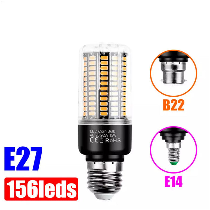 E27 Corn Light LED Bulb - 15W 156beads / E14 pure white -