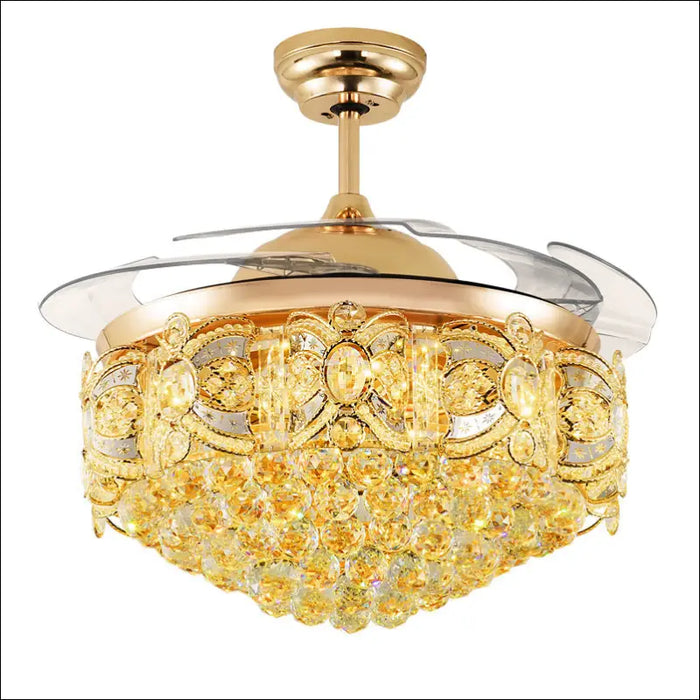 Crystal LED Ceiling Fan Light For Restaurant - decorative