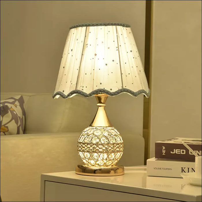 Crystal Desk Lamp Bedroom Bedside - Remote control switch /