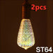 LED 3D Firework Light Bulb - 2pcs Bulbs - Decorative Piece