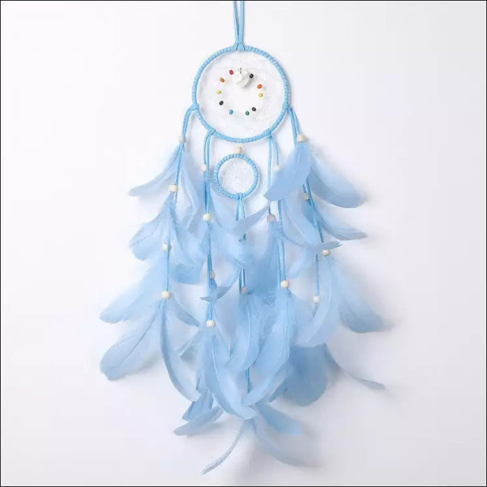 Girly Heart Fairy Feather LED Dream Catcher - Blue -