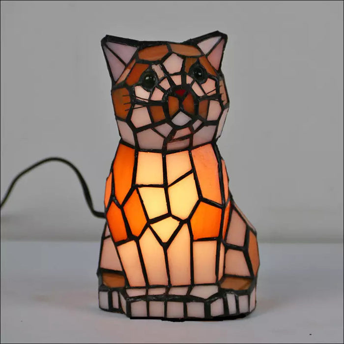 Handcrafted Tempered Glass Cat Table Lamp - US - Decorative