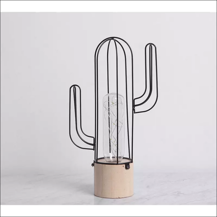 Iron Cactus Decorative Table Lamp - Black - Piece