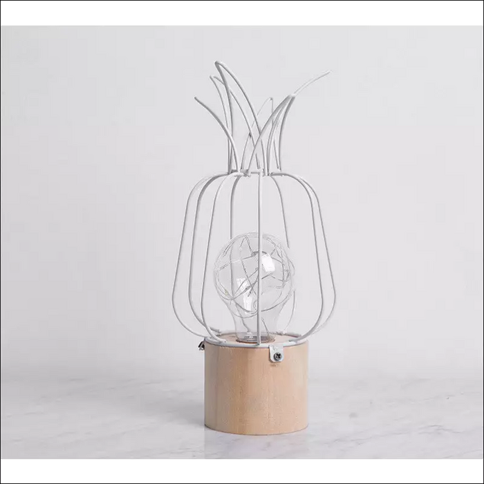 Iron Cactus Decorative Table Lamp - Pineapple / White -