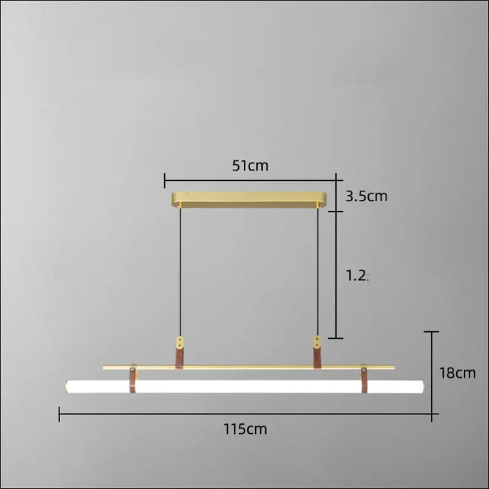 One Line Hanging Lamp For Restaurant Bar Counter - Gold /