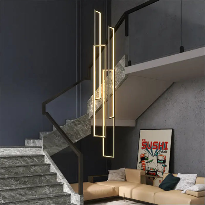 Living Room Minimalist Stairwell Long Chandelier -