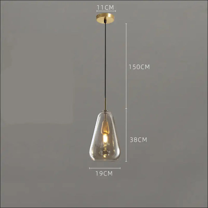 Long Line All Copper Ceiling Single Head Light Luxury Glass