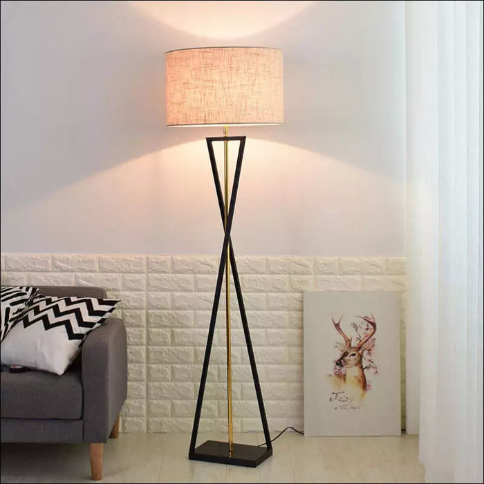 Luxury & Minimalist X Floor Lamp - Linen covergolden pole /
