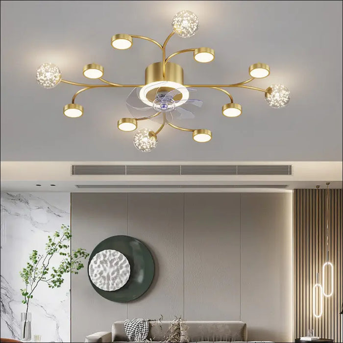 Modern Smart Bedroom Ceiling Fan Lamp - Gold / 100x16cm -