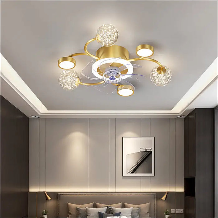 Modern Smart Bedroom Ceiling Fan Lamp - Gold / 53x16cm -