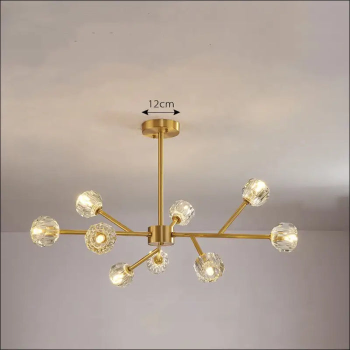 Nordic Chandelier Modern Simple Crystal All Copper Light