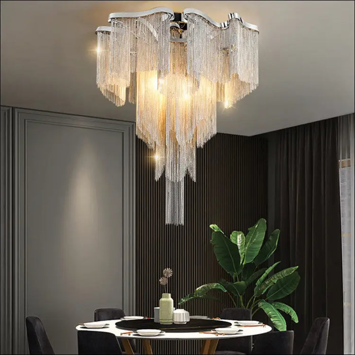 Nordic Light Luxury Tassel Aluminum Chain Living Room