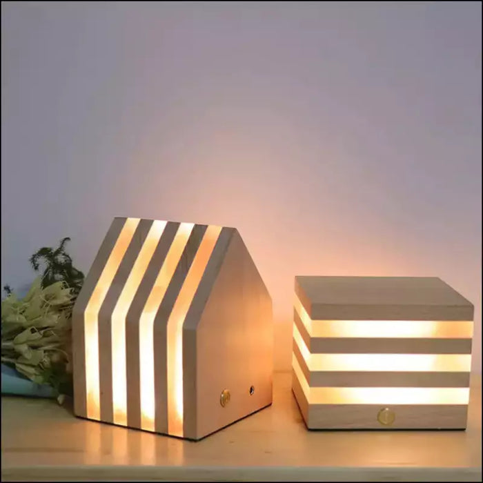 Ins Nordic Shooting Stripes Wooden Lamp - Decorative Piece