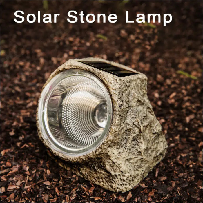 Outdoor Waterproof Resin Solar Stone Light - Grey -