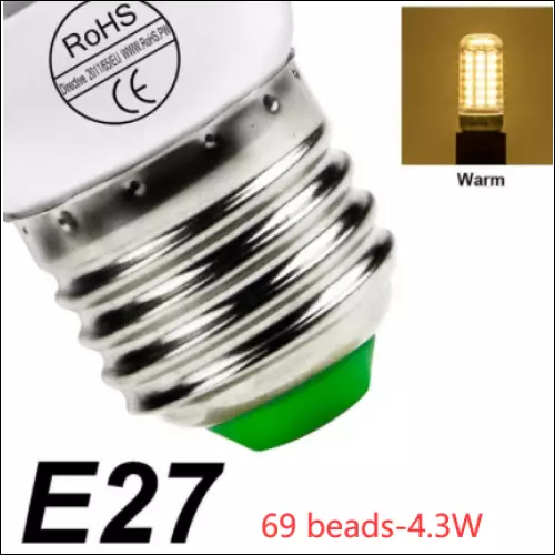 Low Power High Brightness Corn Bulb - E27 warm / 69 beads