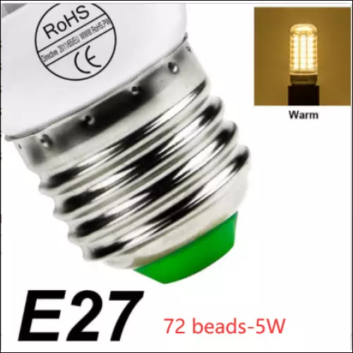 Low Power High Brightness Corn Bulb - E27 warm / 72 beads 5W