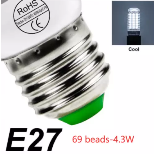 Low Power High Brightness Corn Bulb - E27 white / 69 beads