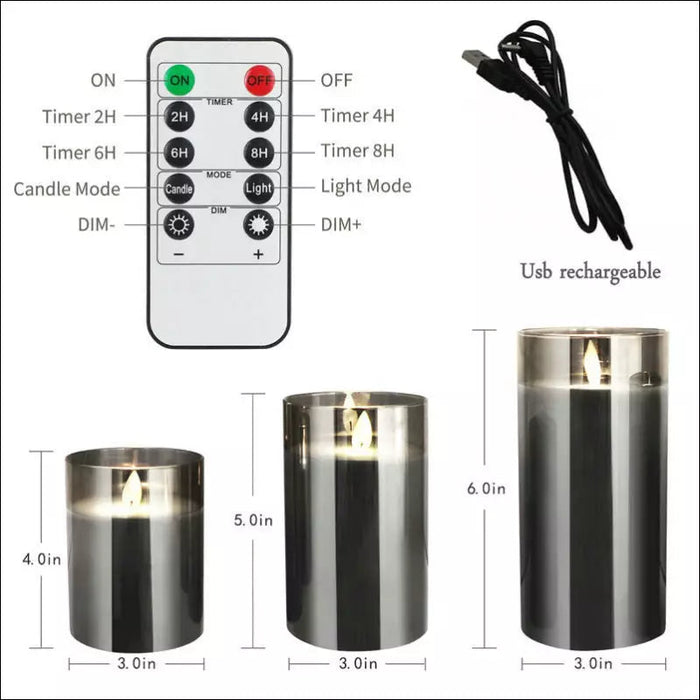 USB Rechargeable LED Flameless Pillar Candle set
