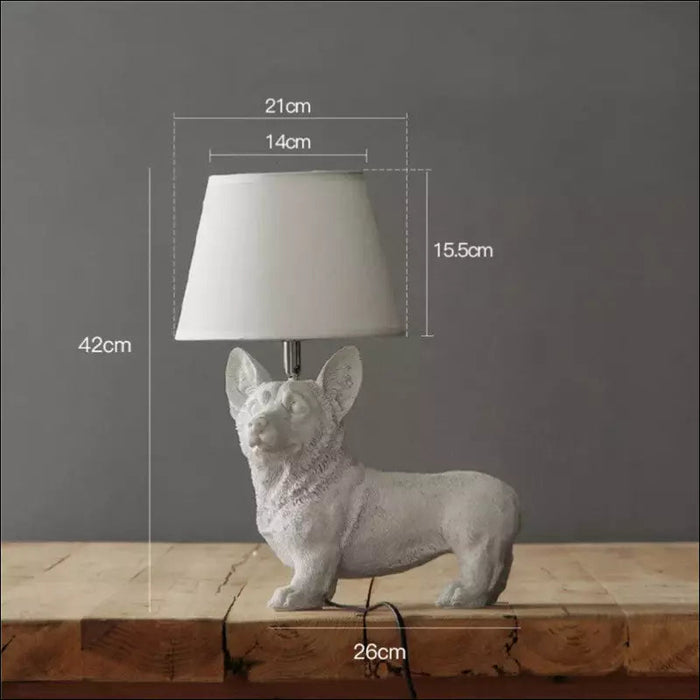 Retro Dog Bedroom Bedside Table Lamp - White cocky dog