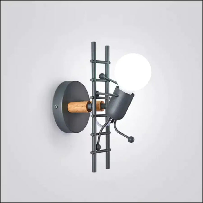 Retro LED Wrought Iron Climbing Stair Wall Lamp - Grey -