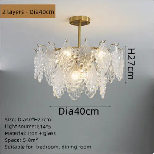 Simple Living Room Glass Chandelier - Double layer / 40cm -