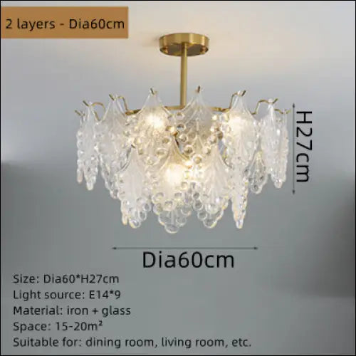 Simple Living Room Glass Chandelier - Double layer / 60cm -