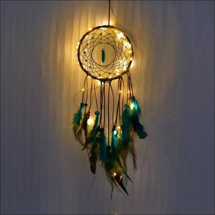 Simple Turquoise LED Dream Catcher - Decorative Piece