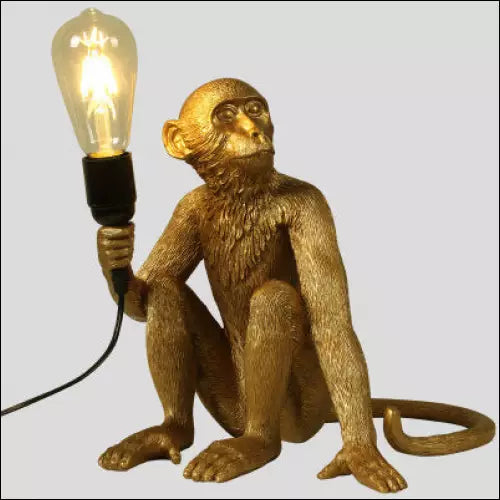 The Sitting Monkey Table Lamp - Gold seated / With lights