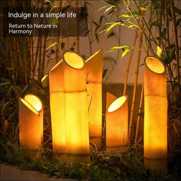 Solar outdoor waterproof simulation bamboo lamp garden -