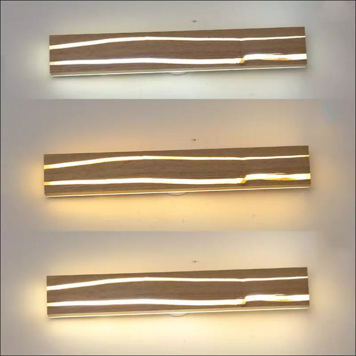 Solid Wood Striped LED Wall Lamp - Decorative Piece