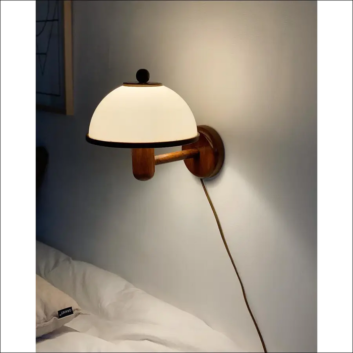 Solid Wood Wall Lamp Glass Bedroom Living Room Decoration -