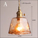 Vintage Brass Glass Chandelier - A / With light source -
