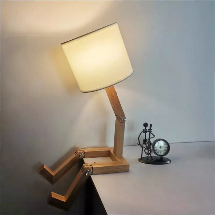 The Wooden Robot Table Lamp - Decorative Piece